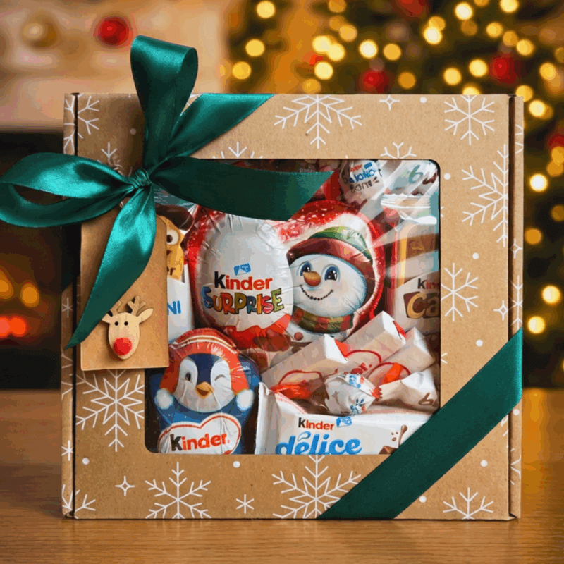 Box Świąteczny Kinder Snowflake – zestaw słodyczy Kinder w pudełku prezentowym