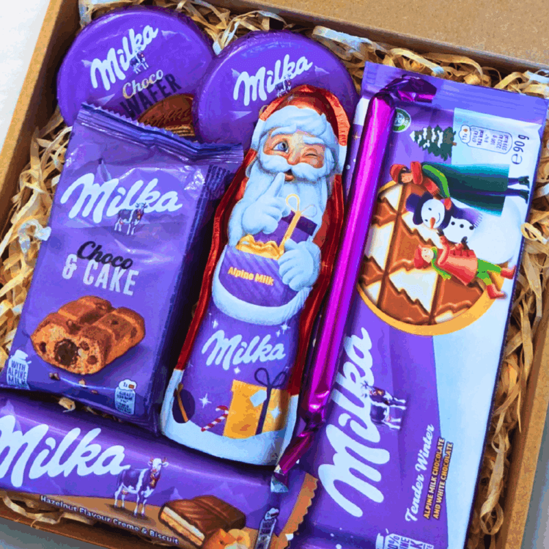 Box Świąteczny Milka Santa Edition – zestaw słodyczy Milka w świątecznym pudełku
