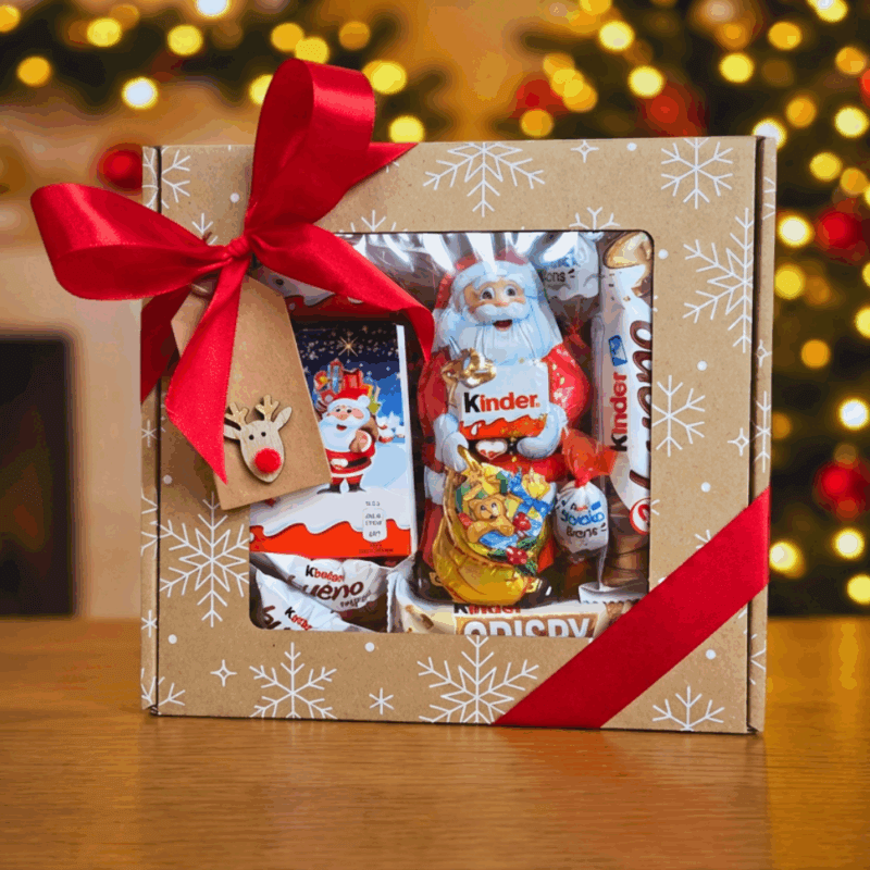 Box Świąteczny Kinder Santa Treats – zestaw słodyczy Kinder w zimowym pudełku prezentowym